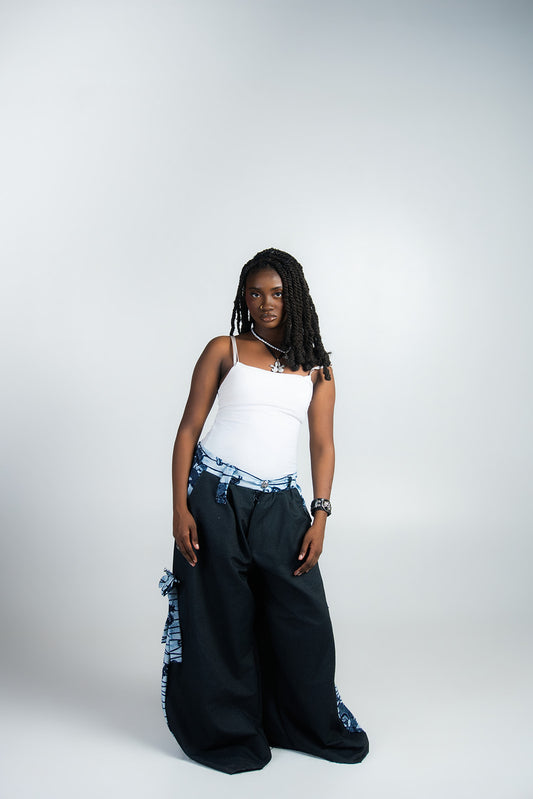 Denim "African print" jeans