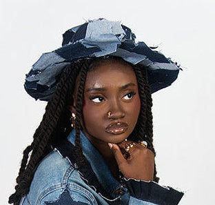 Denim "IRAWO" Patchwork Hat