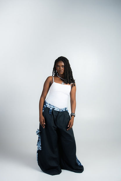 Denim "African print" jeans