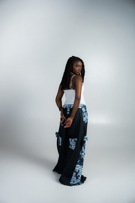 Denim "African print" jeans