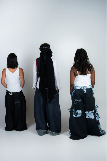 Denim "African print" jeans